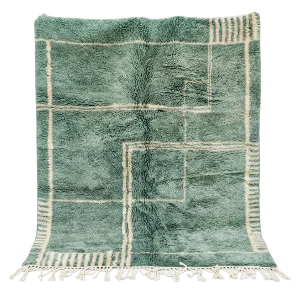 Tapis Berbere Azilal Vert céladon et motifs cubistes