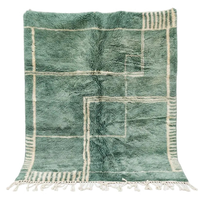 Tapis Berbere Azilal Vert céladon et motifs cubistes