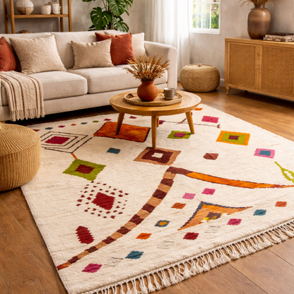 Tapis Berbere Azilal à Motifs Berbère Colorés