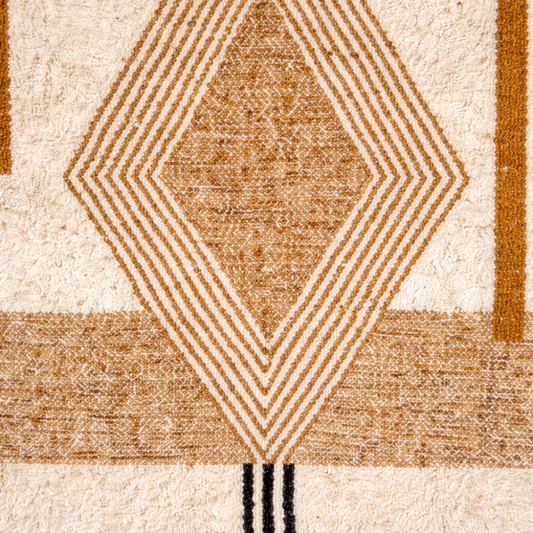 Tapis Berbere Azilal à Motifs Géométriques Beige et Noir