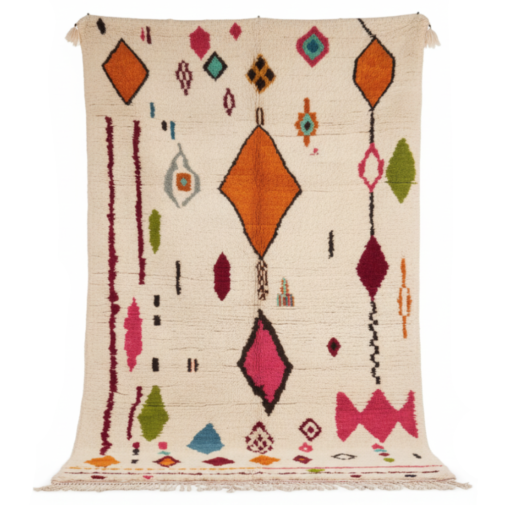 Tapis Berbere Azilal à Motifs Géométriques Colorés