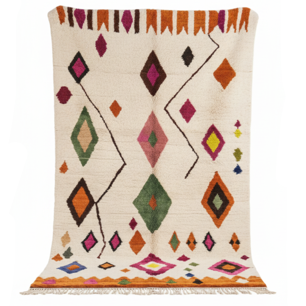 Tapis Berbere Azilal à Motifs Géométriques Multicolores