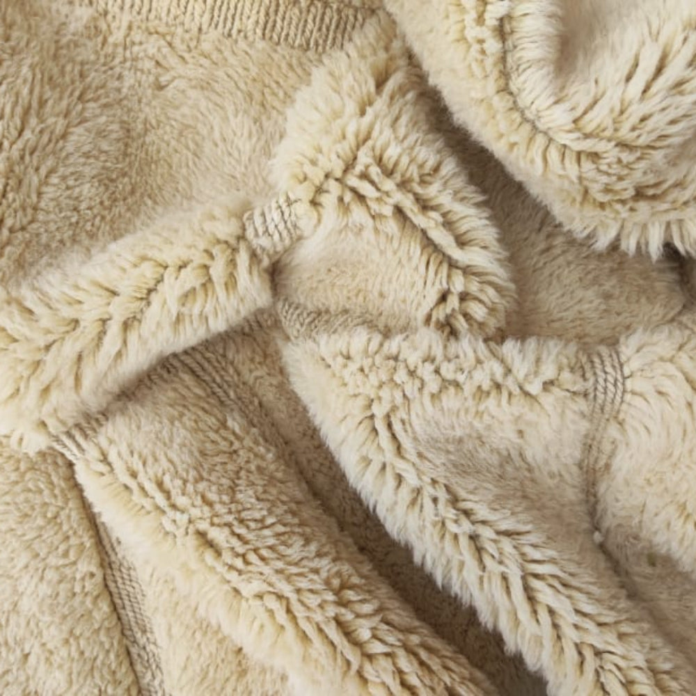 Tapis Berbere Beni Ouarain Crème en Laine avec Motifs Carrés