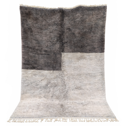 Tapis Berbere Beni Ourain à Motifs Géométriques Gris et Crème