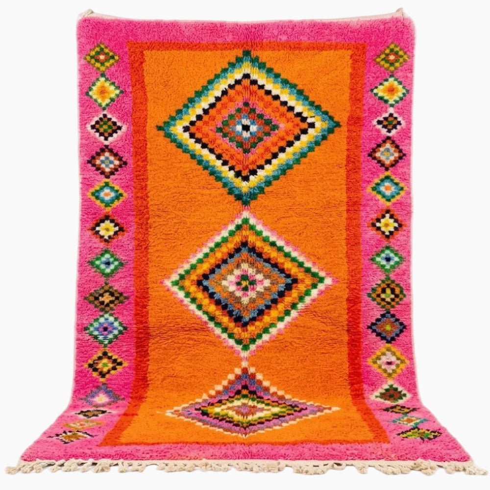 Tapis Berbere Boujad Coloré à Motifs Géométriques