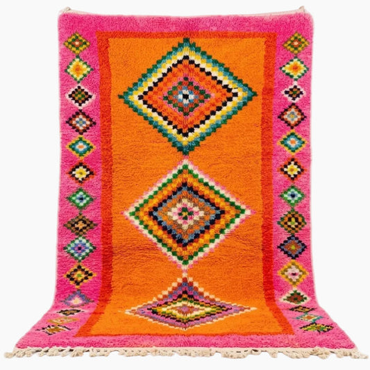 Tapis Berbere Boujad Coloré à Motifs Géométriques