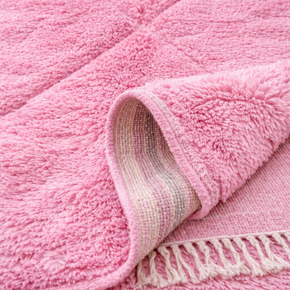Tapis Berbere Boujad Rose à Motifs Géométriques